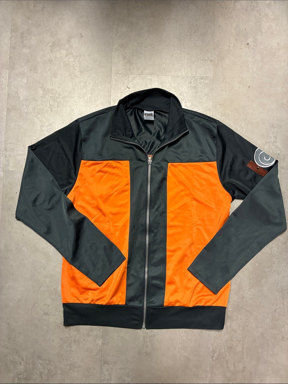 Men's Black & Orange Colorblock Zip Bomber Jacket